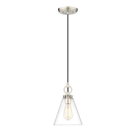 Z-Lite Harper 1 Light Pendant, Brushed Nickel & Clear 3034P8-BN